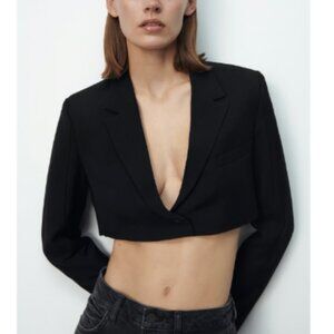 Zara cropped blazer black XS